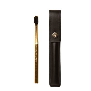 Aurezzi Leather Case Button Black & Toothbrush