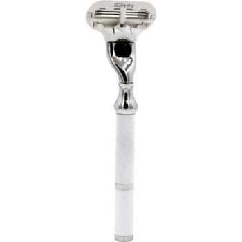 Parker Shaving 77L - Women&apos;s White & Chrome Handle Venus Compatib
